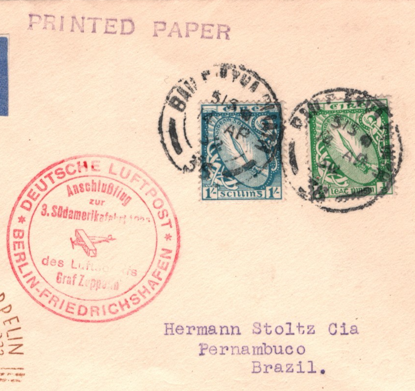 GRAF ZEPPELIN Cover *EIRE* Ireland Air Mail 3.SÜDAMERIKAFAHRT 1932 Brazil KZ291 - Image 5