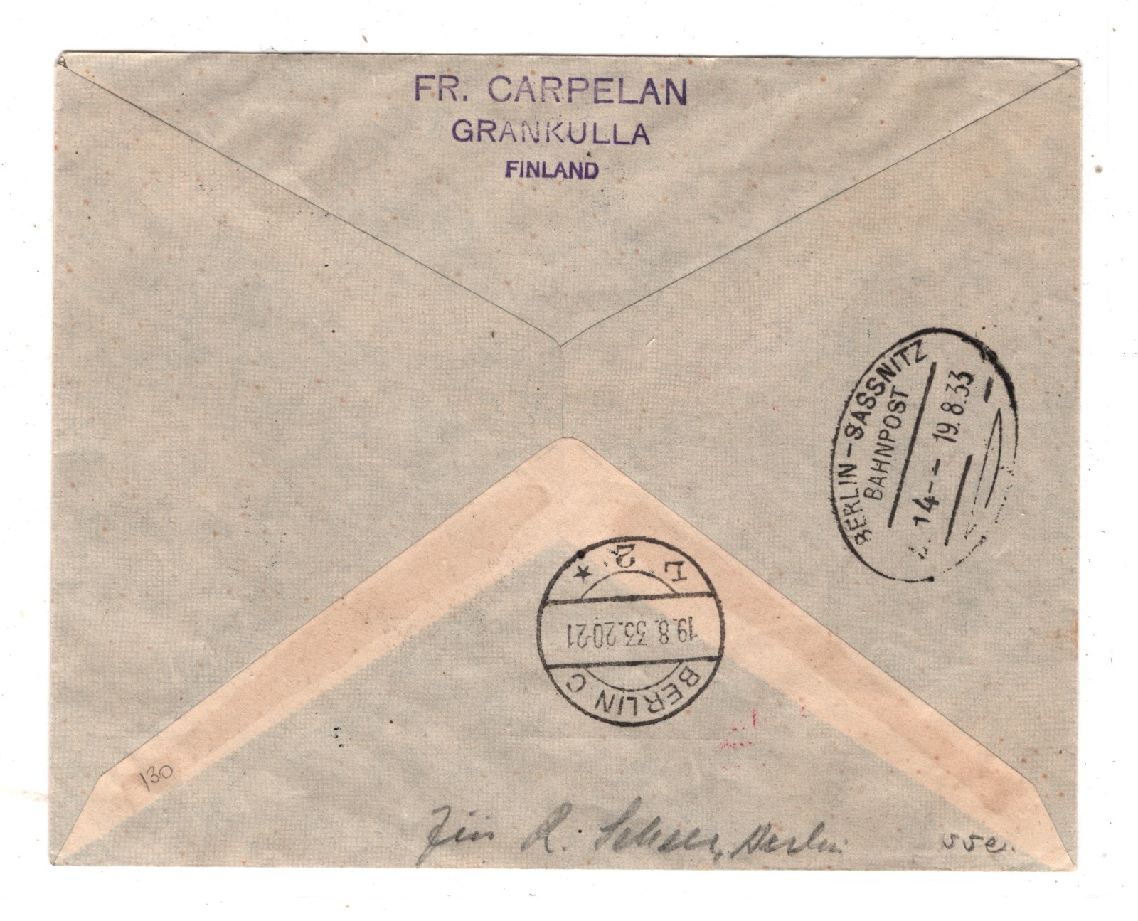 GRAF ZEPPELIN Cover *FINLAND* 10m Air SÜDAMERIKAFAHRT 1933 BRAZIL Recife KZ257 - Image 2