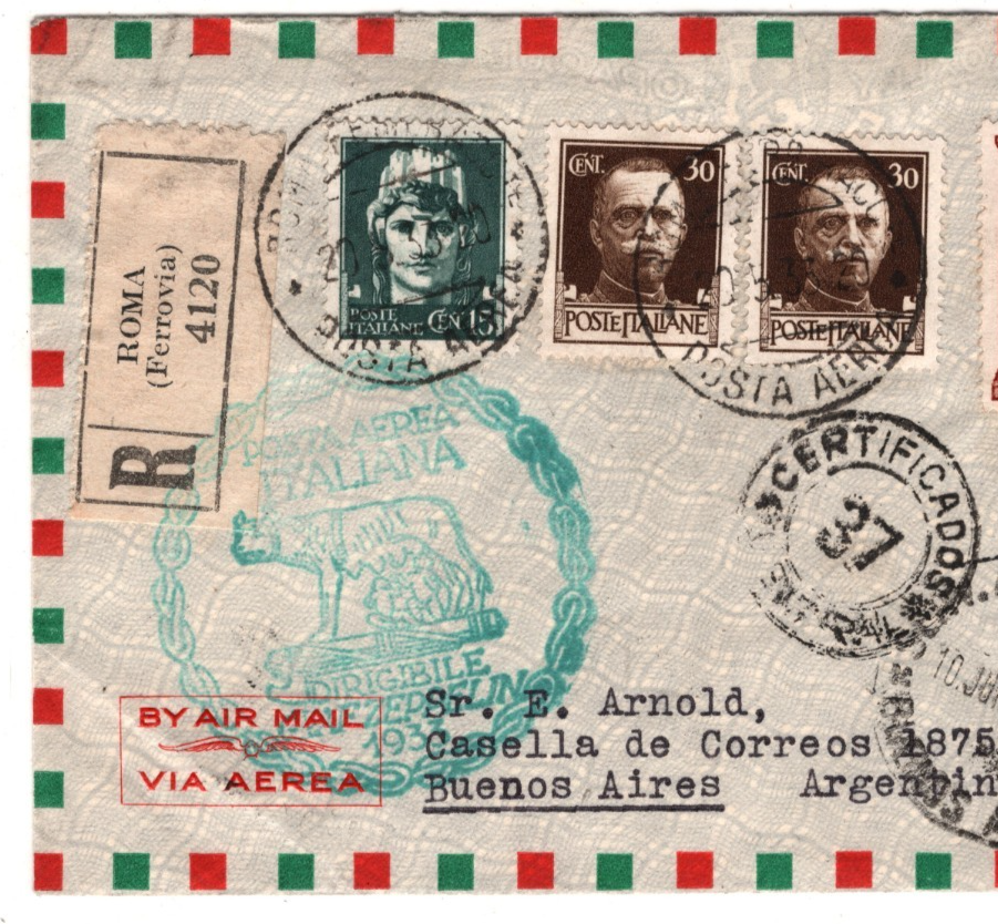 GRAF ZEPPELIN Cover ITALY Air Mail 20L 1933 ARGENTINA Scott.C47 Cat $2,000 KZ269 - Image 5