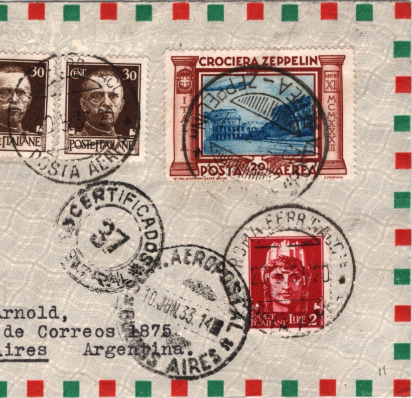 GRAF ZEPPELIN Cover ITALY Air Mail 20L 1933 ARGENTINA Scott.C47 Cat $2,000 KZ269 - Image 6