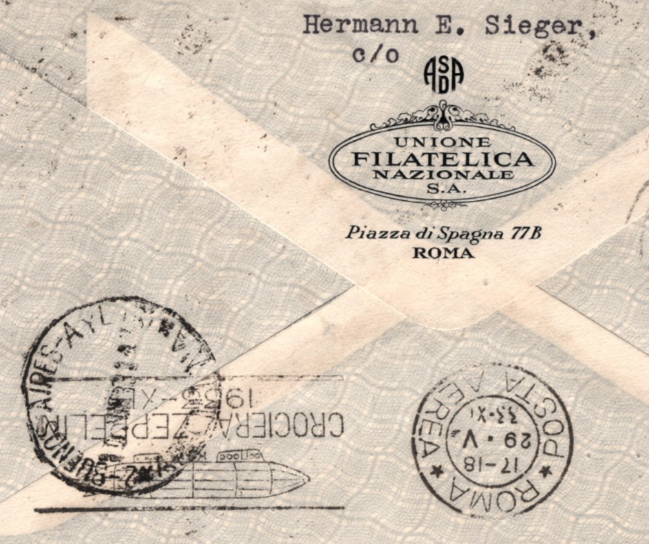 GRAF ZEPPELIN Cover ITALY Air Mail 20L 1933 ARGENTINA Scott.C47 Cat $2,000 KZ269 - Image 7