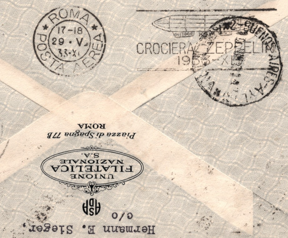 GRAF ZEPPELIN Cover ITALY Air Mail 20L 1933 ARGENTINA Scott.C47 Cat $2,000 KZ269 - Image 8