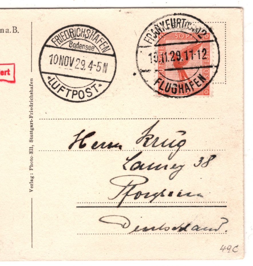 GRAF ZEPPELIN GERMANY Air Mail Card 1929 *MIT LUFTSCHIFF BEFÖRDERT* Cachet KZ528 - Image 7