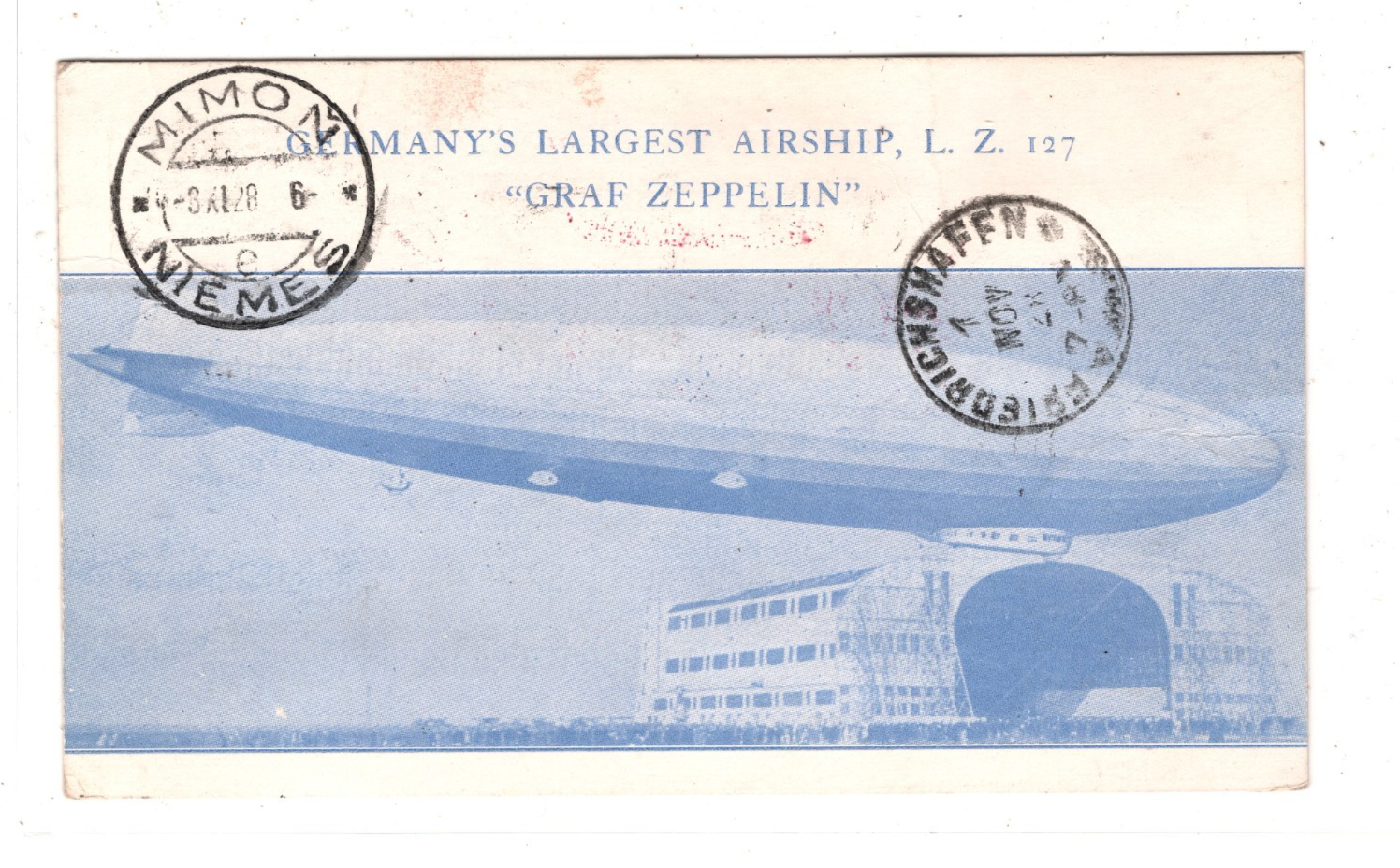 GRAF ZEPPELIN *ILLUSTRATED* Card Air 1928 CZECHOSLOVAKIA Mail Lakehurst KZ180