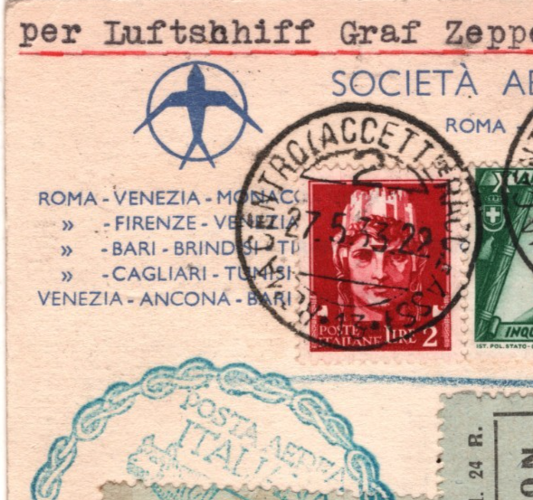 GRAF ZEPPELIN ITALY Air Mail 10L Art FLIGHT Card 1933 Brazil #C45 Cat $950 KZ267 - Image 9