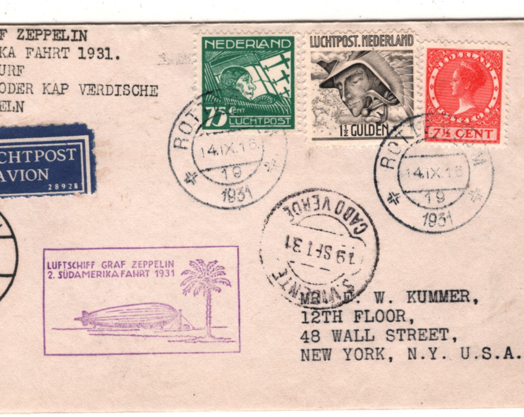 GRAF ZEPPELIN *NETHERLANDS* 1½g Cover 1931 2. SÜDAMERIKAFAHRT CABO VERDE KZ559 - Image 5