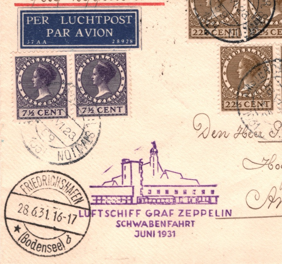 GRAF ZEPPELIN *NETHERLANDS* Air Mail Cover 1931 SCHWABENFAHRT Böblingen KZ562 - Image 3