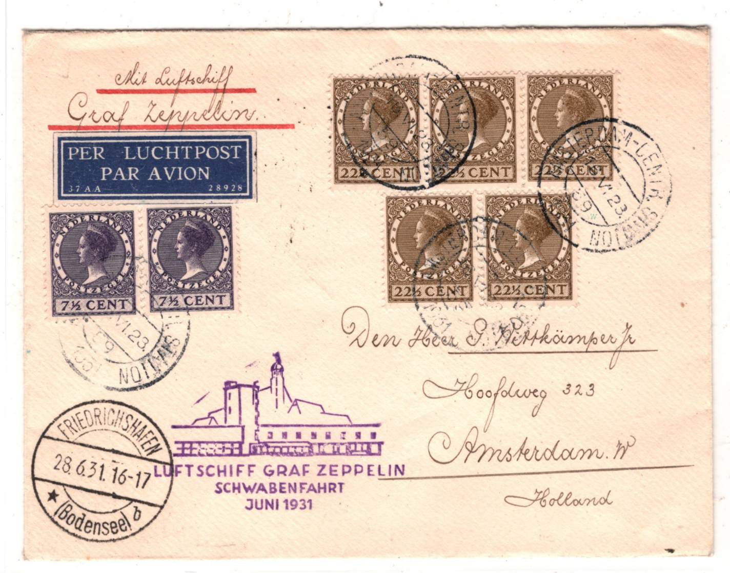 GRAF ZEPPELIN *NETHERLANDS* Air Mail Cover 1931 SCHWABENFAHRT Böblingen KZ562 - Image 4