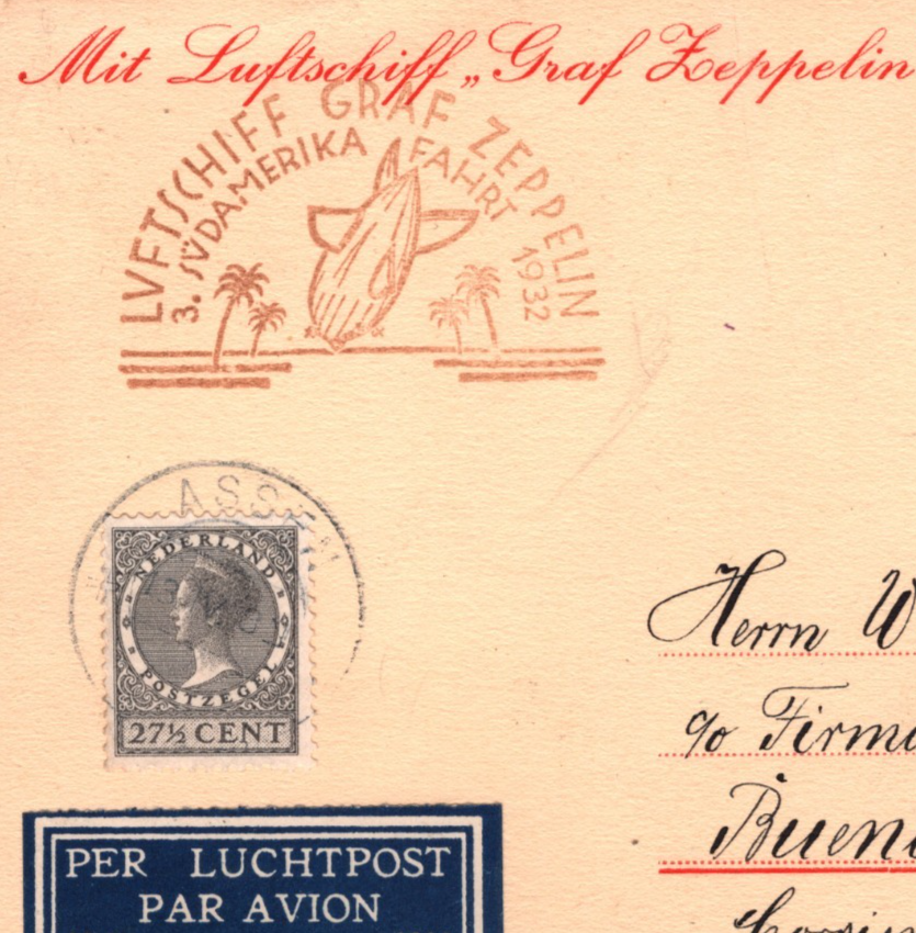 GRAF ZEPPELIN *NETHERLANDS* Card 1932 Assen *3. SÜDAMERIKAFAHRT* Argentina KZ564 - Image 5