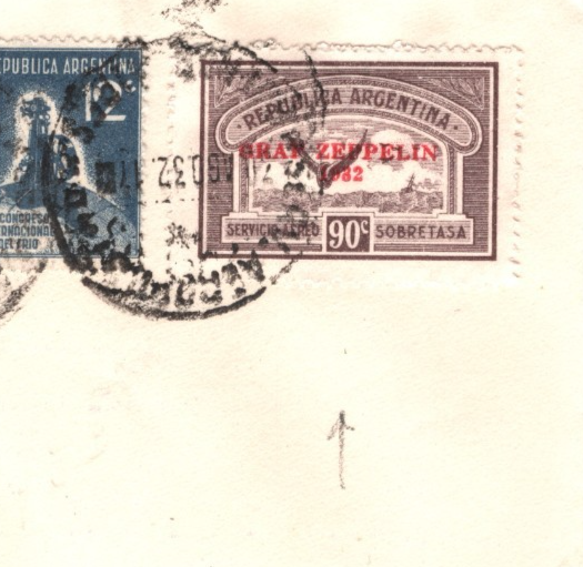 GRAF ZEPPELIN Overprint ARGENTINA *90c* Air 1932 Cover FIRST FLIGHT Lorch KZ446