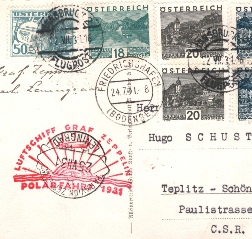 GRAF ZEPPELIN Postcard AUSTRIA Air 1931 POLARFAHRT Teplice CZECHOSLOVAKIA KZ100 - Image 5