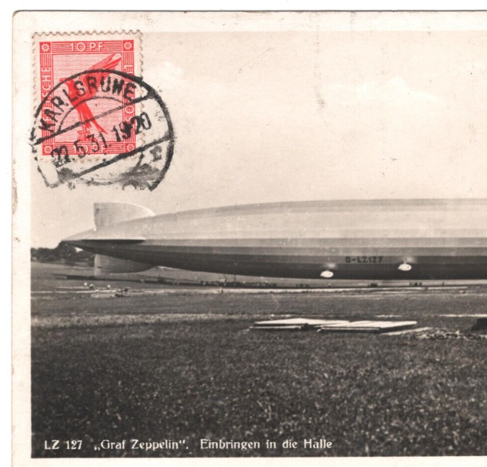GRAF ZEPPELIN Postcard *VIEW-SIDE FRANKING* Germany 1931 EAGLE 10pf Air KA500 - Image 4