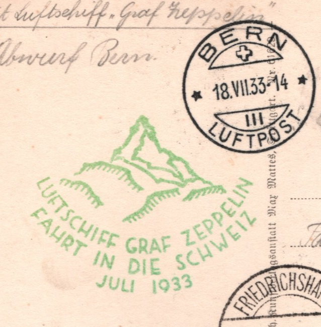 GRAF ZEPPELIN RP Card *SWITZERLAND* Air 1F Angel 1933 FAHRT SCHWEIZ Flight KZ596 - Image 4