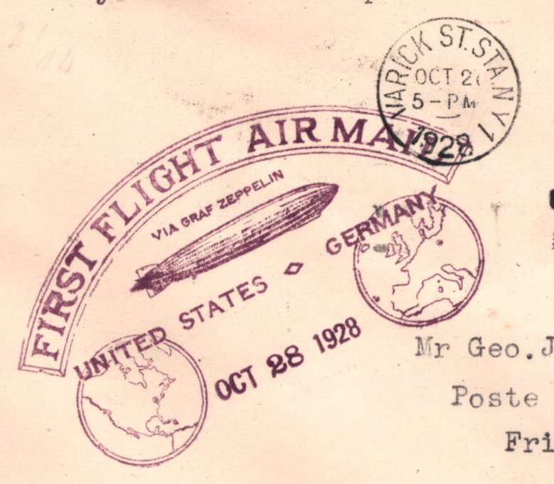 GRAF ZEPPELIN USA Air Mail $1 Cover FIRST FLIGHT 1928 Germany Lakehurst KZ606 - Image 5