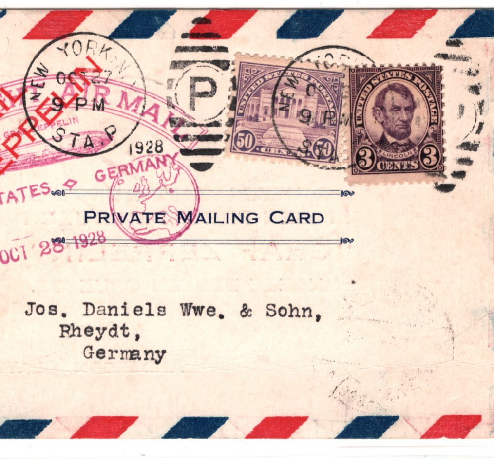 GRAF ZEPPELIN USA Air Mail *ADVERT* Card 1928 FIRST FLIGHT Houston Germany KZ522 - Image 6