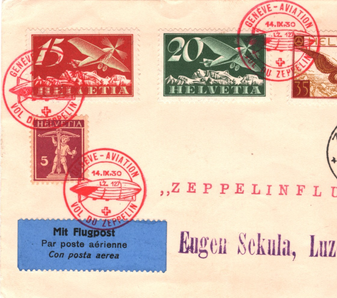 GRAF ZEPPELIN Vignette Card *SWITZERLAND* Flight 1930 Air GENEVE-AVIATION KZ102 - Image 5