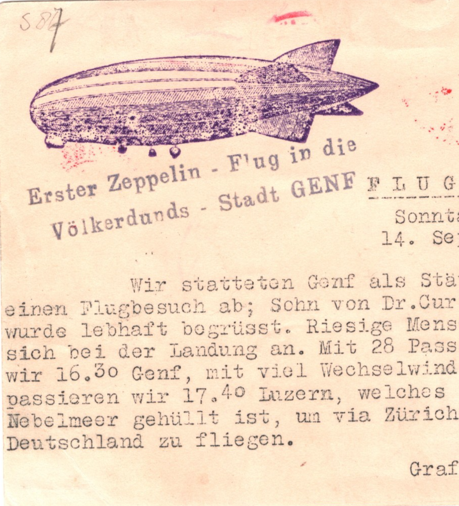 GRAF ZEPPELIN Vignette Card *SWITZERLAND* Flight 1930 Air GENEVE-AVIATION KZ102
