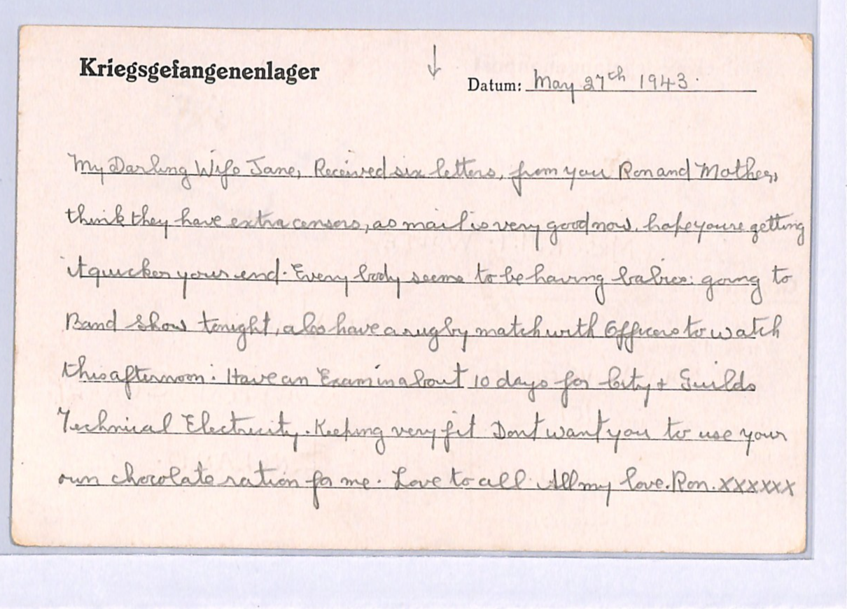 GREAT ECAPE CAMP WW2 GB RAF POW Card STALAG LUFT 3 1943 *RUGBY MATCH* Note XO30 - Image 2