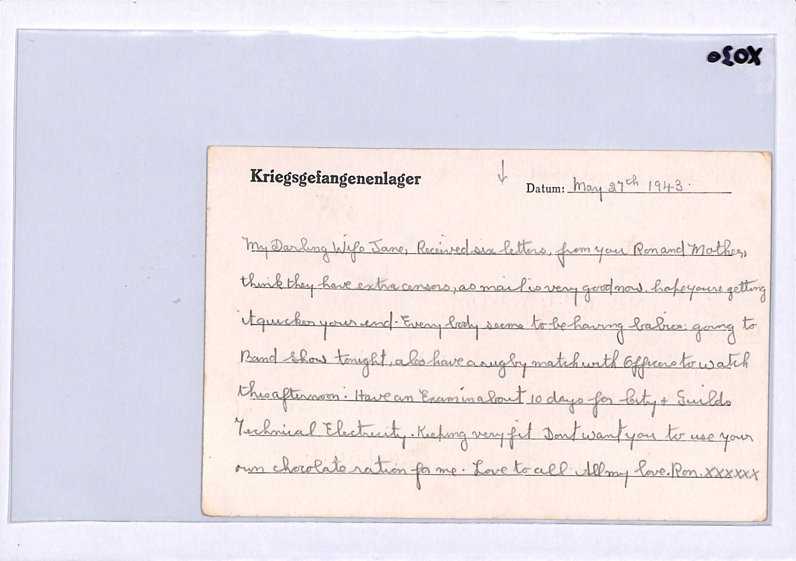 GREAT ECAPE CAMP WW2 GB RAF POW Card STALAG LUFT 3 1943 *RUGBY MATCH* Note XO30 - Image 4