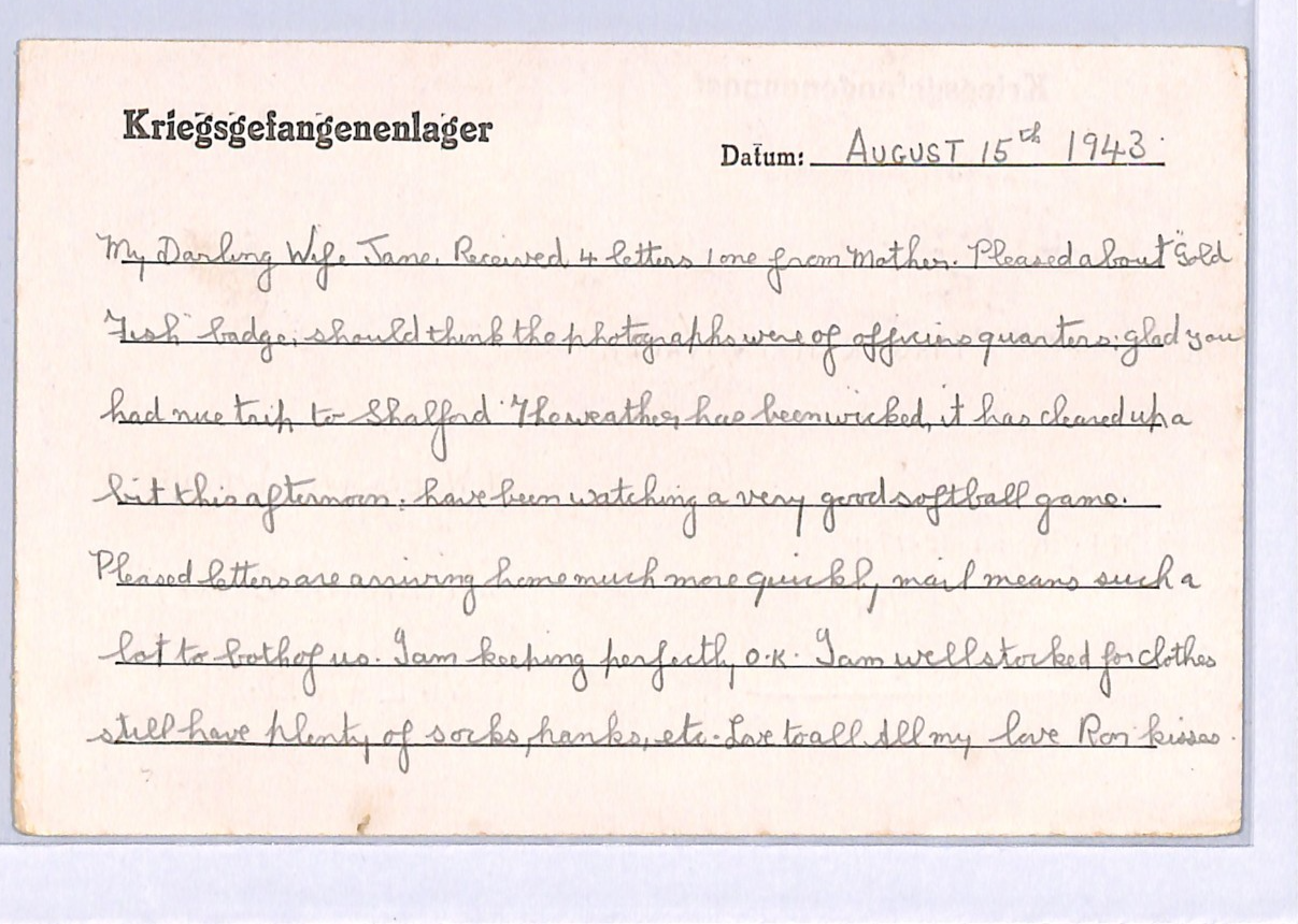 GREAT ESCAPE CAMP WW2 GB RAF POW Card *STALAG LUFT 3* Pen 1943 *SOFTBALL* XO25 - Image 2