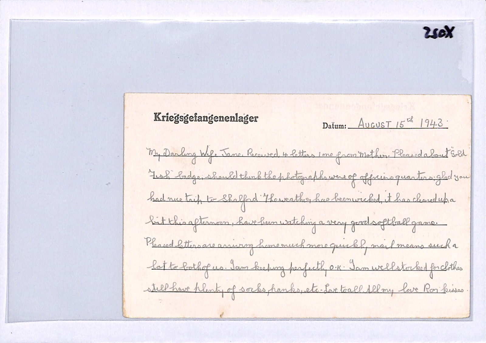 GREAT ESCAPE CAMP WW2 GB RAF POW Card *STALAG LUFT 3* Pen 1943 *SOFTBALL* XO25 - Image 4