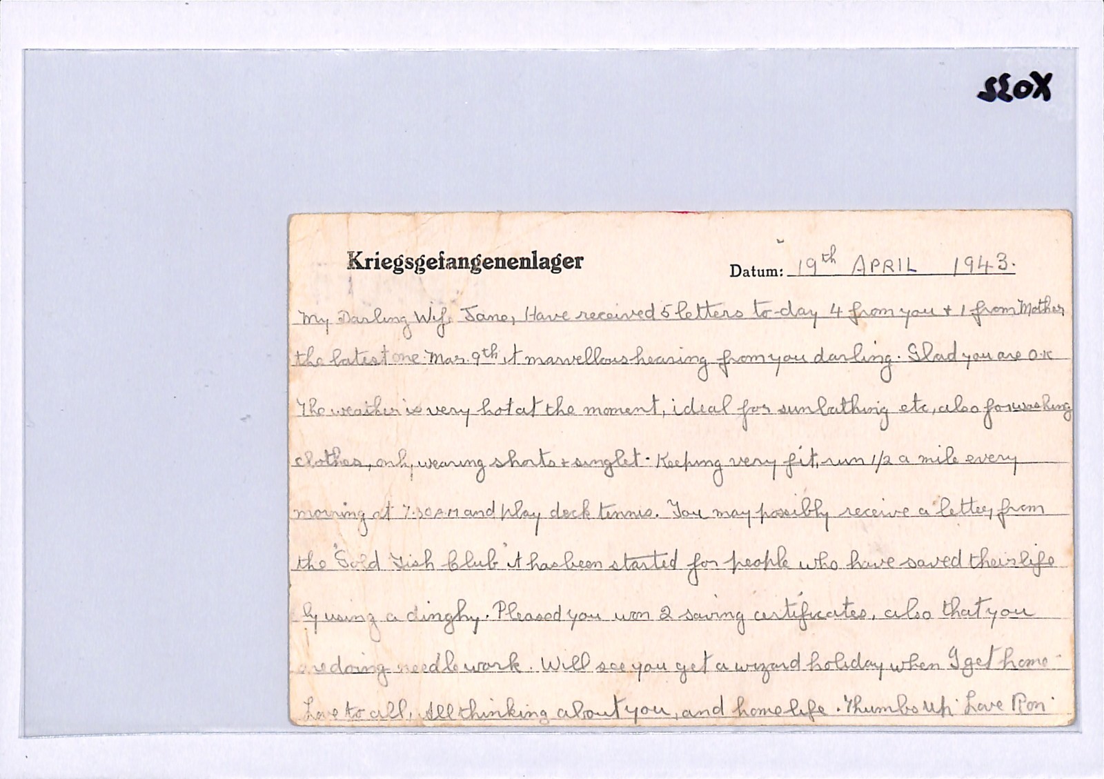 GREAT ESCAPE CAMP WW2 GB RAF POW Card STALAG *Luft 3* IMPRINT 1943 Surrey XO32 - Image 6