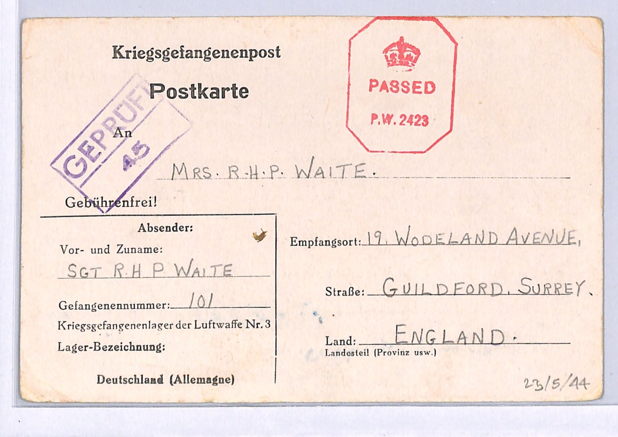 GREAT ESCAPE CAMP WW2 GB RAF POW Card STALAG *Luftwaffe Nr.3* IMPRINT 1944 XO52 - Image 5