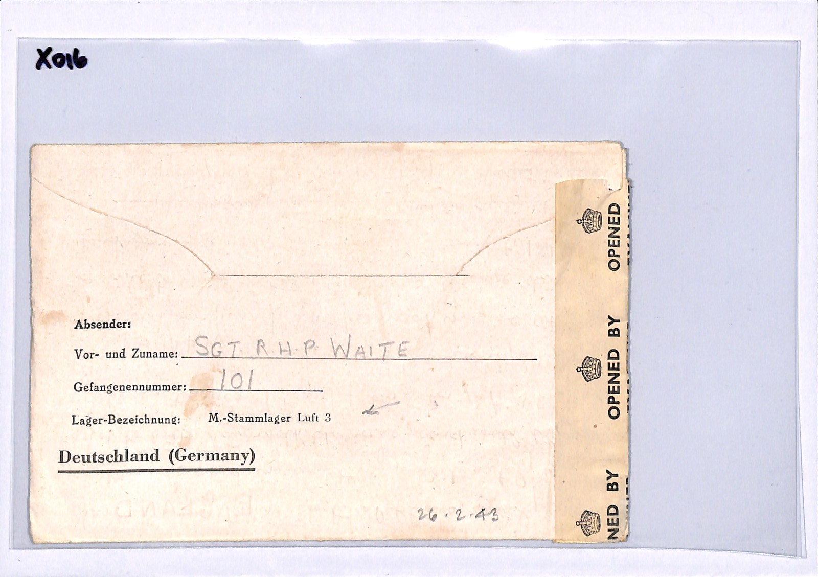 GREAT ESCAPE CAMP WW2 GB RAF POW Lettersheet STALAG *LUFT 3* 1943 Guildford XO16 - Image 3