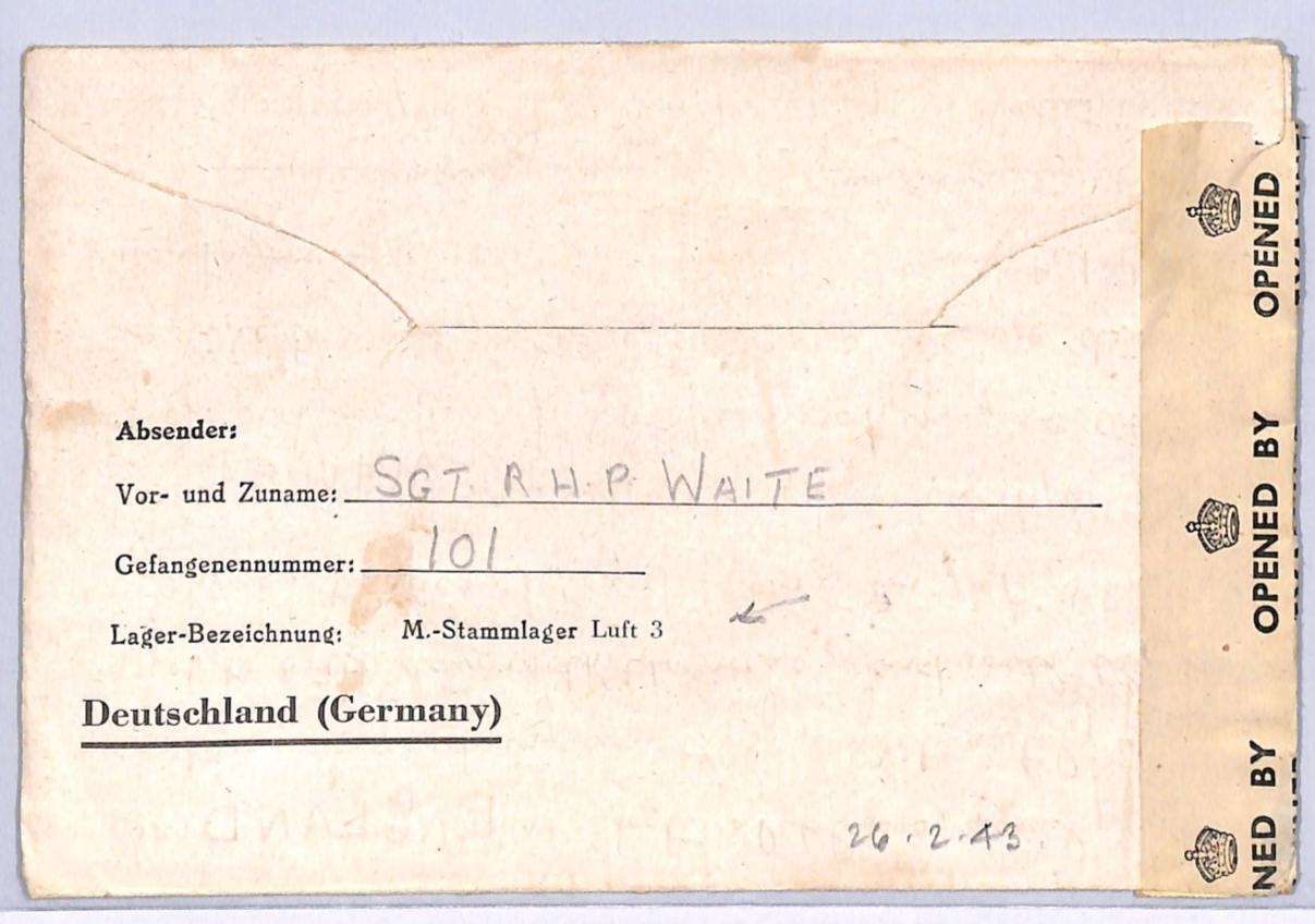 GREAT ESCAPE CAMP WW2 GB RAF POW Lettersheet STALAG *LUFT 3* 1943 Guildford XO16