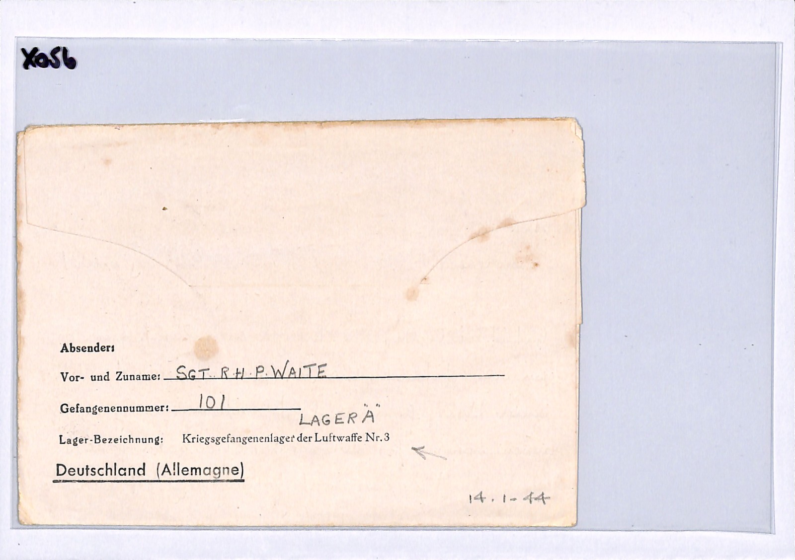 GREAT ESCAPE CAMP WW2 Letter STALAG LUFT 3 *Nr.3* Imprint GB POW 1944 Cover XO56 - Image 3
