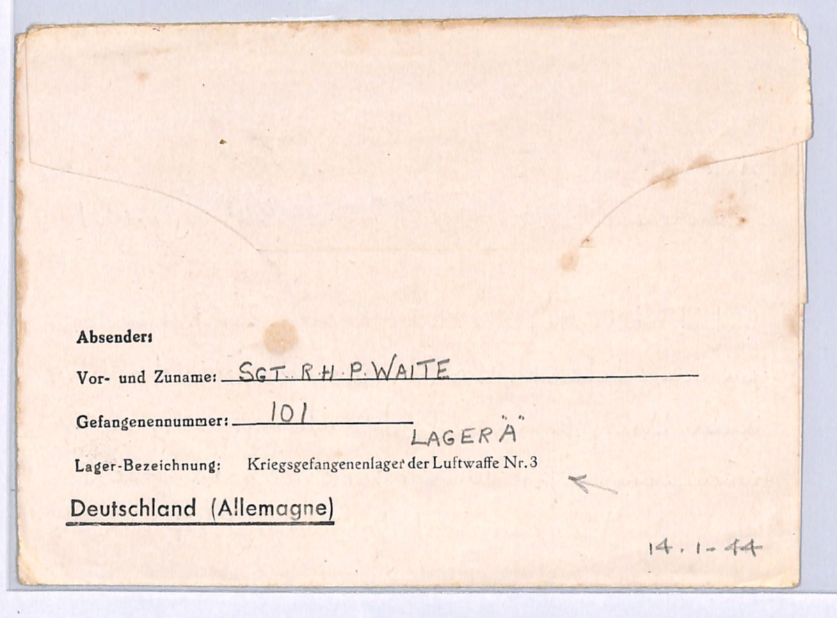 GREAT ESCAPE CAMP WW2 Letter STALAG LUFT 3 *Nr.3* Imprint GB POW 1944 Cover XO56