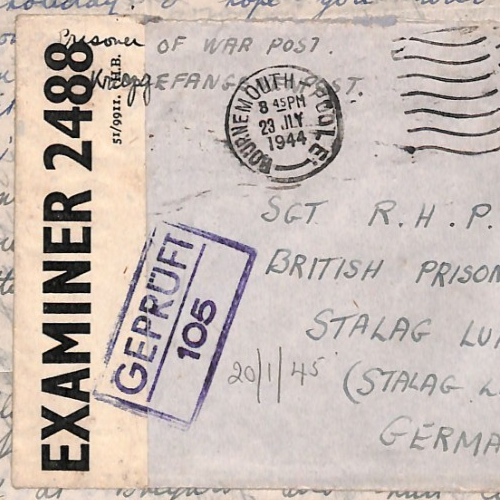 GREAT ESCAPE CAMP WW2 POW Guildford Cover 1944 STALAG LUFT 3 Censor Letter YW461 - Image 3