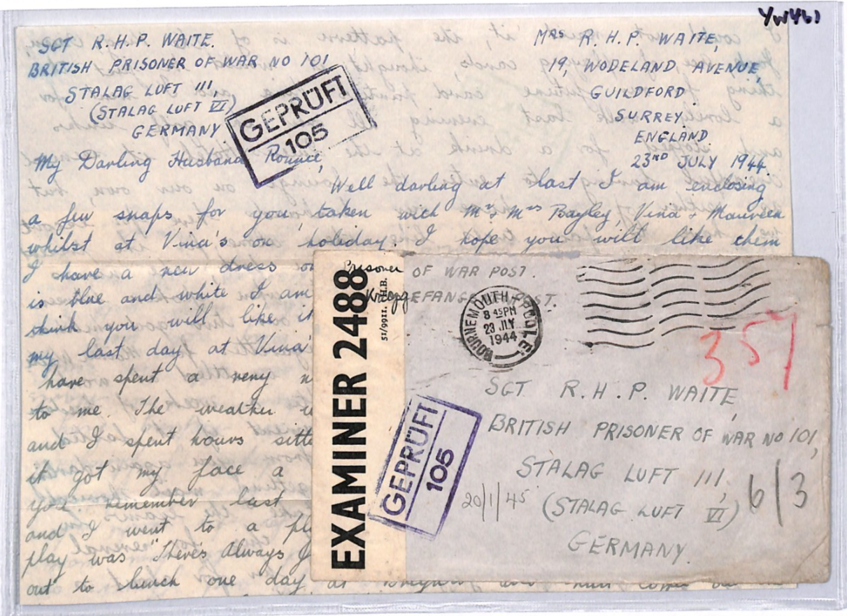 GREAT ESCAPE CAMP WW2 POW Guildford Cover 1944 STALAG LUFT 3 Censor Letter YW461 - Image 7