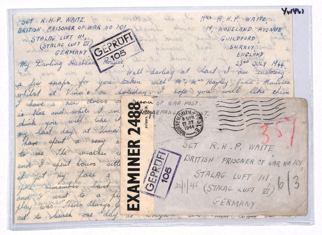 GREAT ESCAPE CAMP WW2 POW Guildford Cover 1944 STALAG LUFT 3 Censor Letter YW461 - Image 9