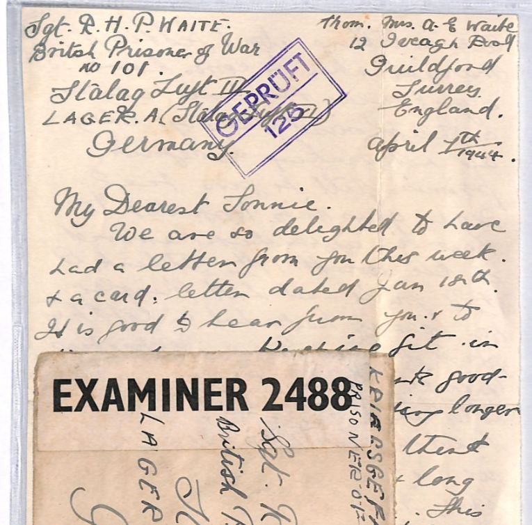 GREAT ESCAPE CAMP WW2 POW Guildford Cover 1944 STALAG LUFT 3 Censor Letter YW463 - Image 3