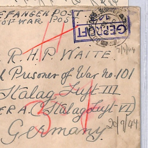 GREAT ESCAPE CAMP WW2 POW Guildford Cover 1944 STALAG LUFT 3 Censor Letter YW463 - Image 6