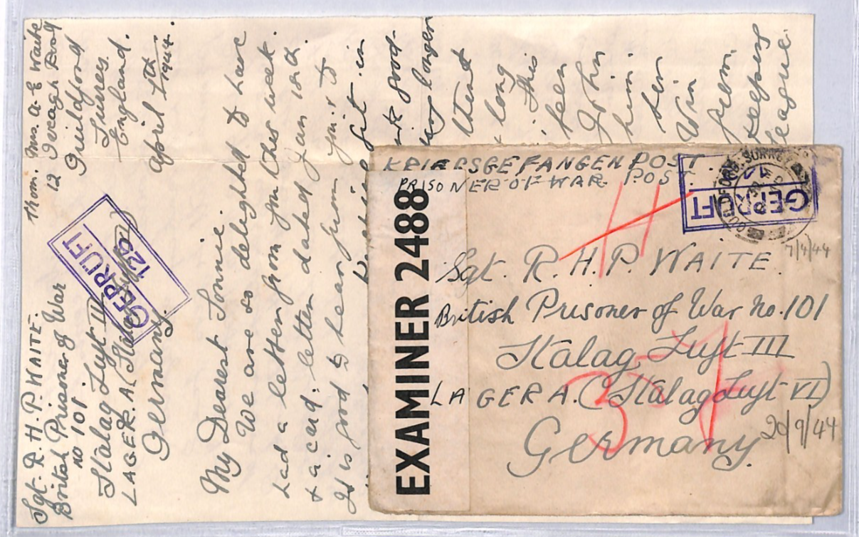 GREAT ESCAPE CAMP WW2 POW Guildford Cover 1944 STALAG LUFT 3 Censor Letter YW463