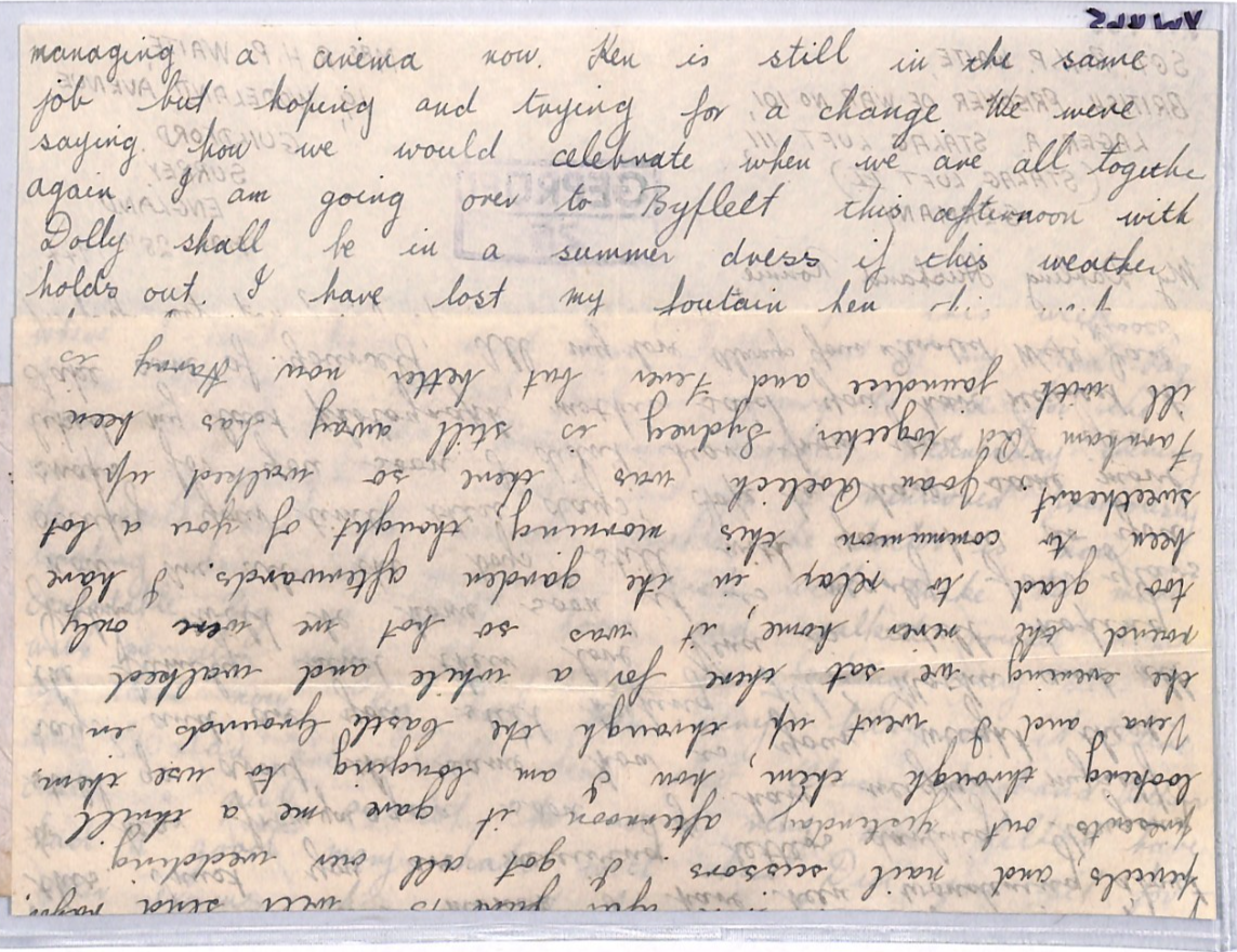 GREAT ESCAPE CAMP WW2 POW Guildford Cover 1944 STALAG LUFT 3 Censor Letter YW465 - Image 3