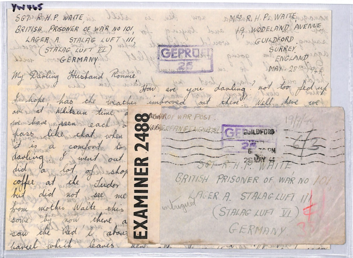 GREAT ESCAPE CAMP WW2 POW Guildford Cover 1944 STALAG LUFT 3 Censor Letter YW465 - Image 8
