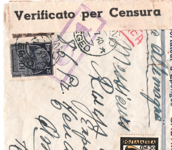 GREECE Italy Cols *RODI* STAMPS USED CALYMNOS Cover *C1* 1940 Amsterdam XD142 - Image 3
