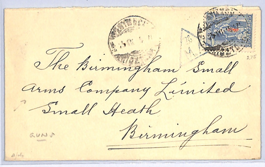 GREECE WW1 Censor Cover 1917 Chania *GUNS* BIRMINGHAM SMALL ARMS Co.! WG299 - Image 4