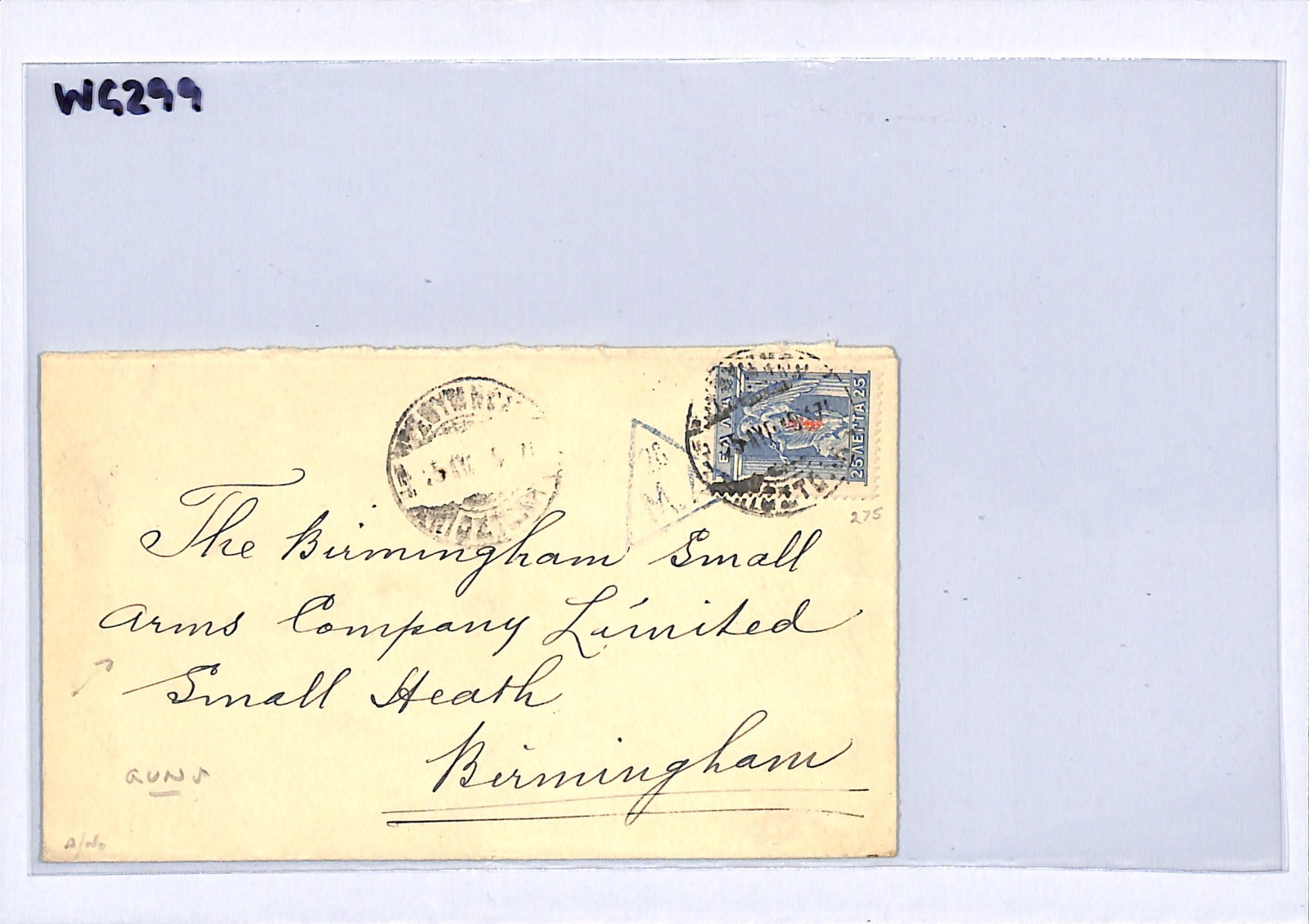 GREECE WW1 Censor Cover 1917 Chania *GUNS* BIRMINGHAM SMALL ARMS Co.! WG299 - Image 10