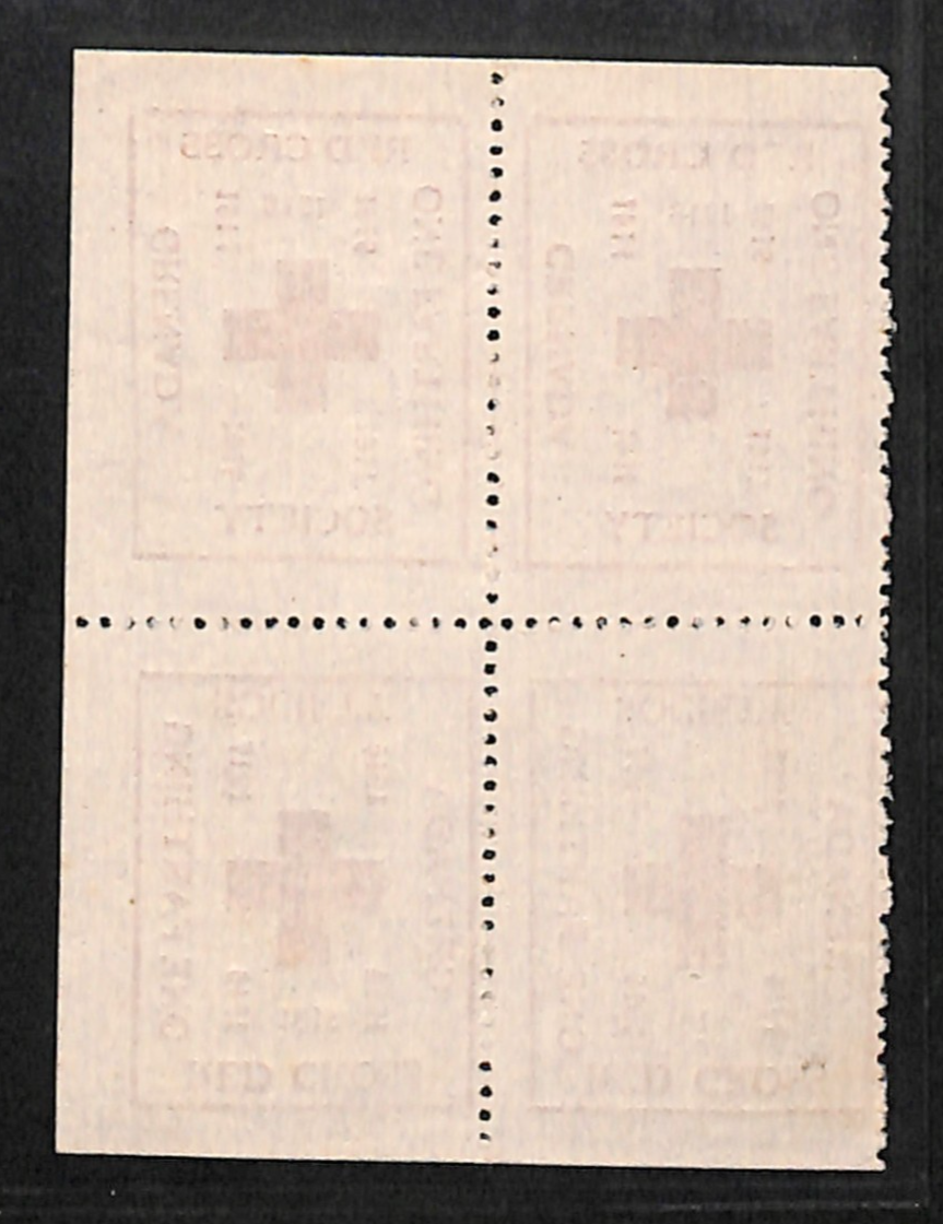 GRENADA WW1 Farthing RED CROSS Stamp *1918* BLOCK{4} Tete-Beche Pairs Mint VS169 - Image 5