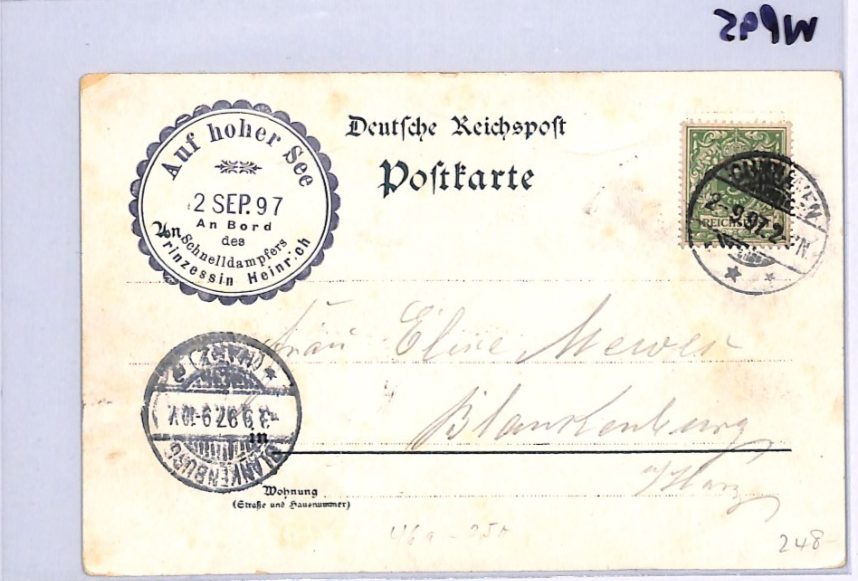 GRUSS VOM BORD Card *Prinzessin Heinrich* SHIP Paddle-Steamer 1897 Germany WP95 - Image 11