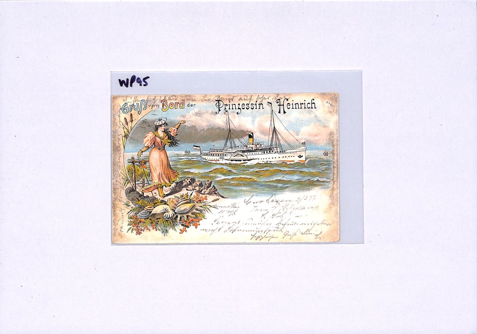 GRUSS VOM BORD Card *Prinzessin Heinrich* SHIP Paddle-Steamer 1897 Germany WP95 - Image 12