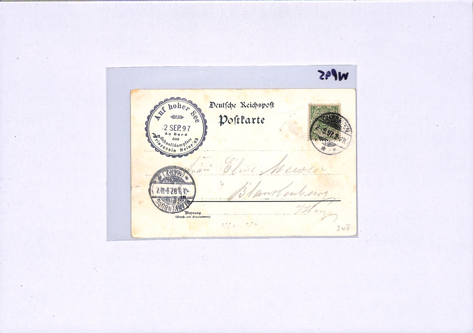 GRUSS VOM BORD Card *Prinzessin Heinrich* SHIP Paddle-Steamer 1897 Germany WP95 - Image 13