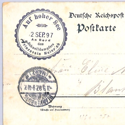 GRUSS VOM BORD Card *Prinzessin Heinrich* SHIP Paddle-Steamer 1897 Germany WP95 - Image 5