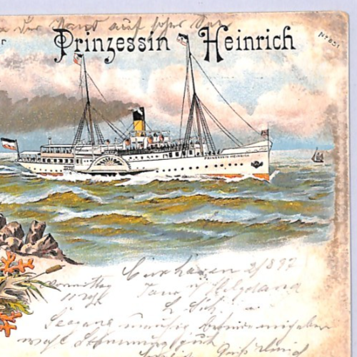 GRUSS VOM BORD Card *Prinzessin Heinrich* SHIP Paddle-Steamer 1897 Germany WP95 - Image 6