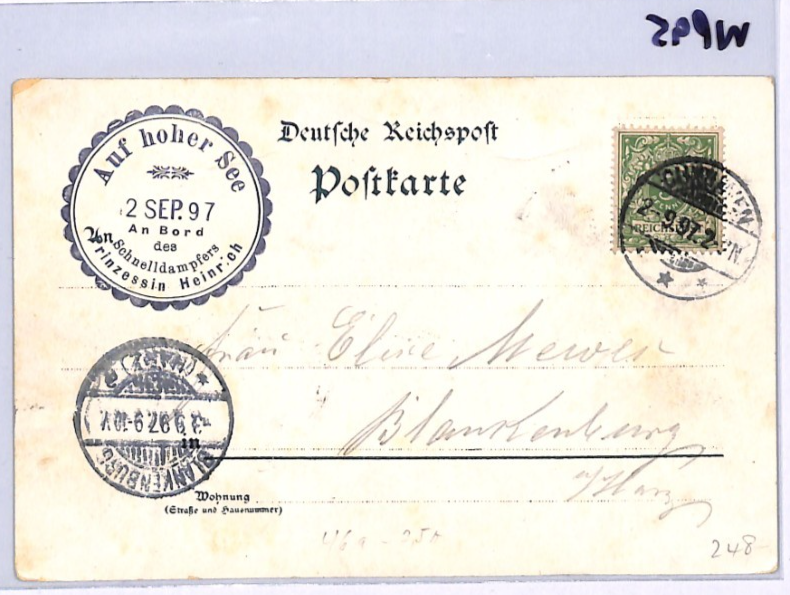 GRUSS VOM BORD Card *Prinzessin Heinrich* SHIP Paddle-Steamer 1897 Germany WP95 - Image 9