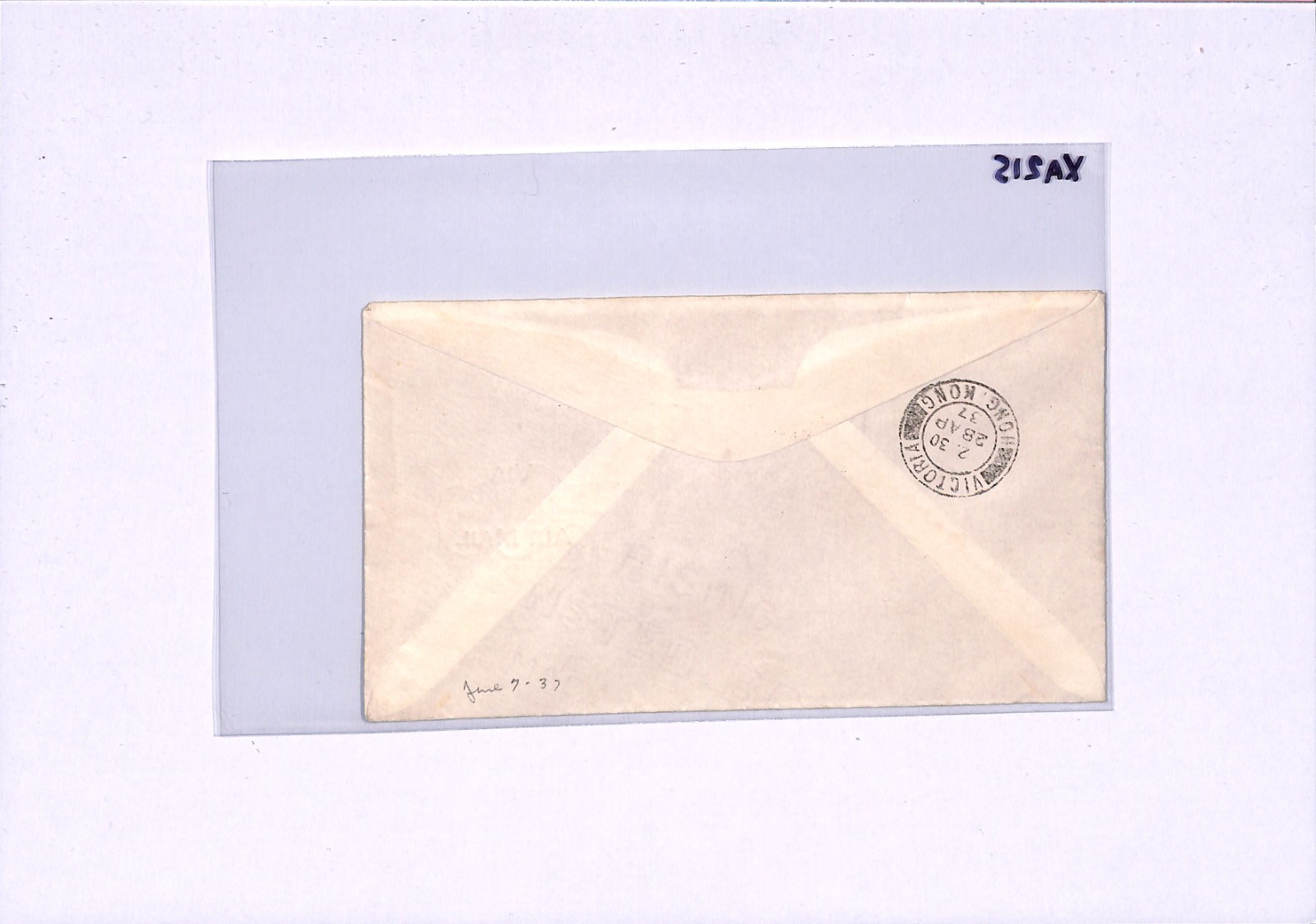 GUAM USA 20c *BISECT* Air #C21 Cover FIRST FLIGHT 1937 HONG KONG Ohio Dues XA215 - Image 9